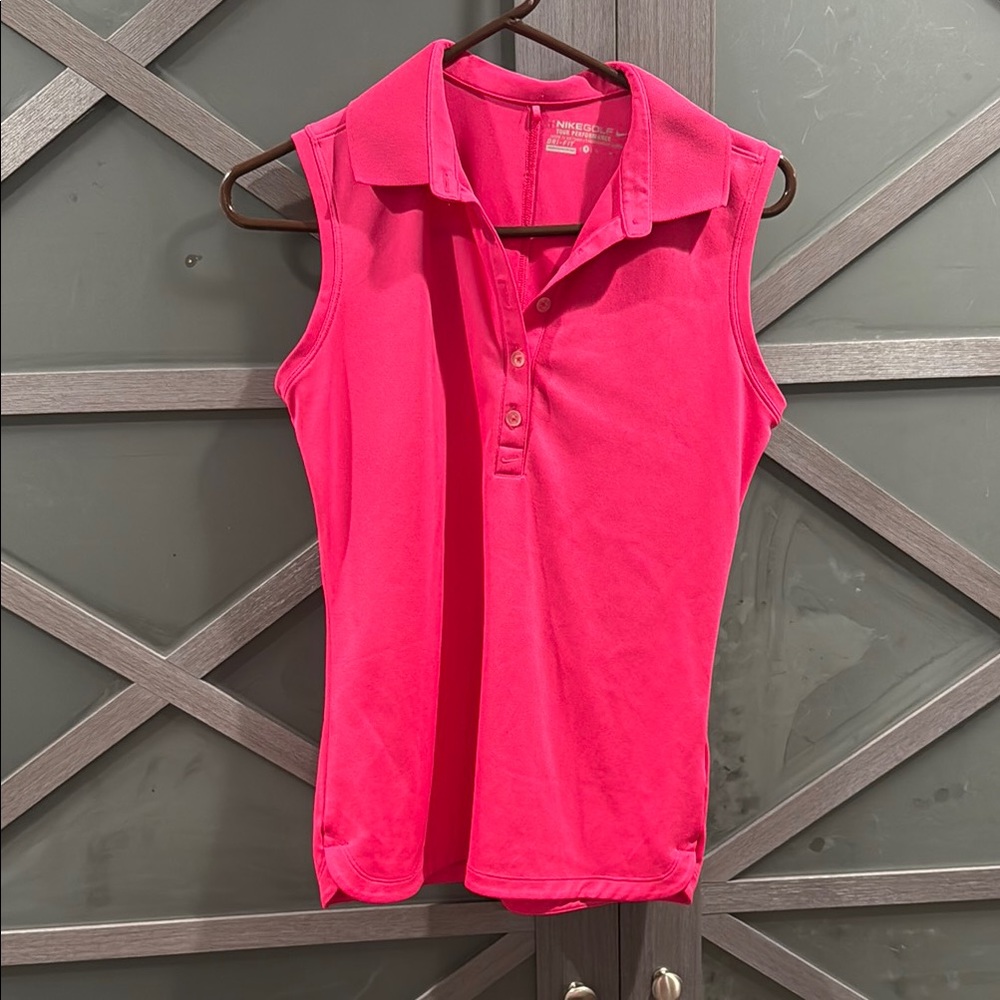 Nike golf sleeveless polo womens shirt hot pink color